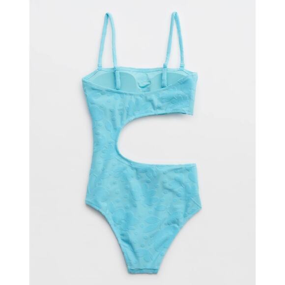 Aerie Terry Cut Out Strapless One Piece XL Women’s Textured Swimwear Trendy - Picture 3 of 7